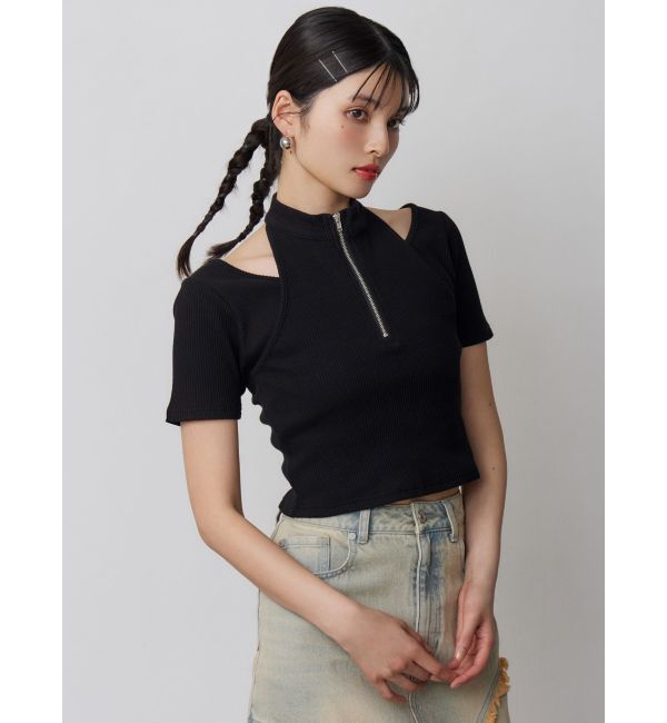 MURUA「ホルターハーフジップテレコトップス」|Tシャツ・カットソー|