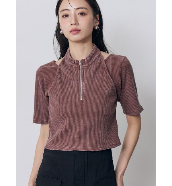 MURUA「ホルターハーフジップテレコトップス」|Tシャツ・カットソー|ピンク