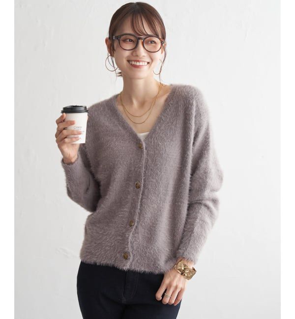 ikka「フェザーVネックカーディガン」|その他|コーヒー