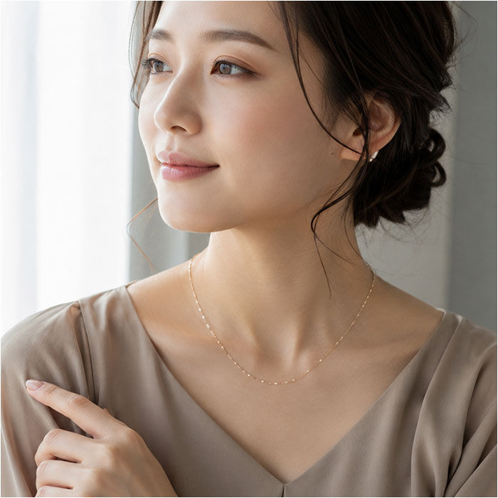 BACKYARD FAMILY「金 ネックレス 10金 通販 日本製 ネックレスチェーン チェーンネックレス 10K 長さ50cm」|その他|