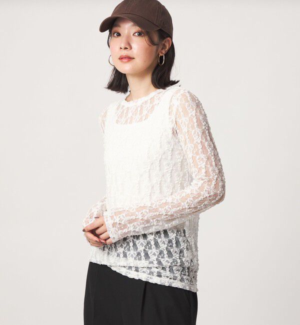 UNITED ARROWS green label relaxing「【WEB限定】＜at ease＞レース カットソー」|Tシャツ・カットソー|