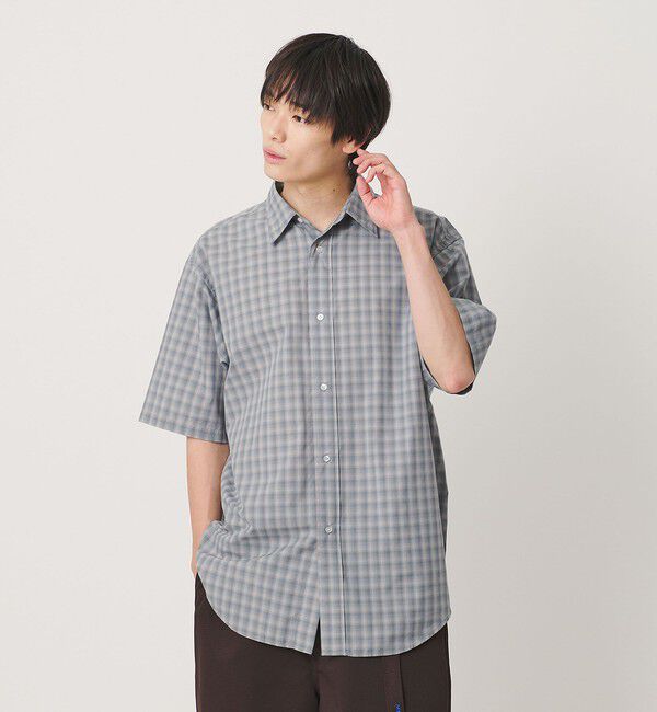 NICE WEATHER「＜NICE WEATHER＞チェックショートスリーブシャツ」|シャツ・ブラウス|LT.GRAY