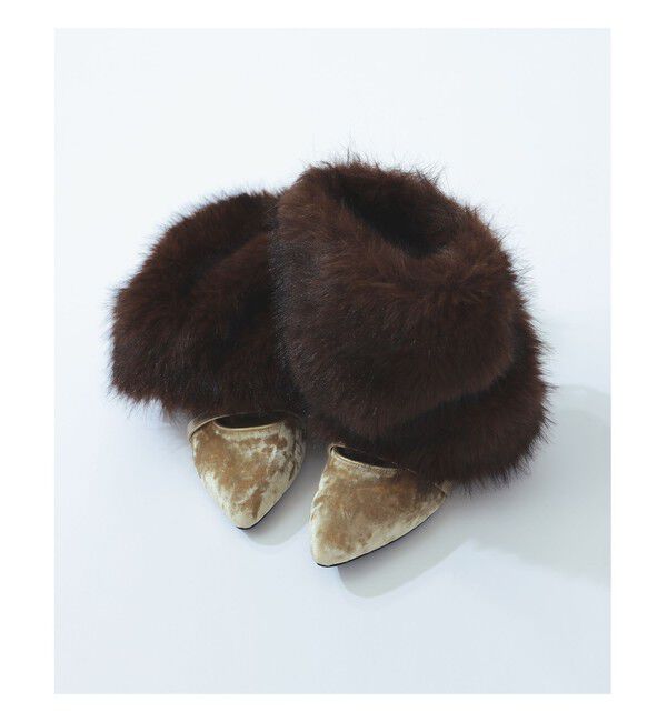 Ray BEAMS 「フェイクファー レッグウォーマー」|ソックス|BROWN