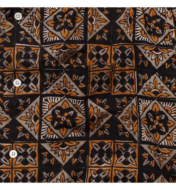 BEAMS PLUS「Open Collar Block Print ④」|シャツ・ブラウス|