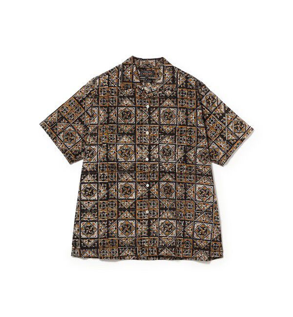BEAMS PLUS「Open Collar Block Print ④」|シャツ・ブラウス|