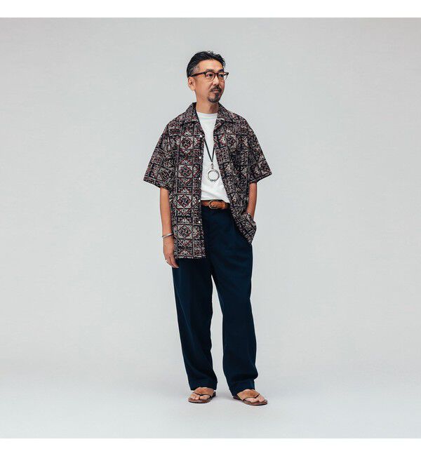 BEAMS PLUS「Open Collar Block Print ④」|シャツ・ブラウス|
