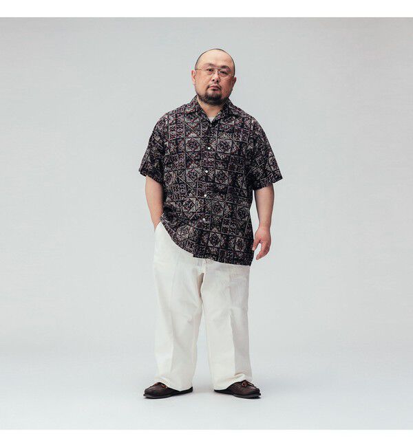 BEAMS PLUS「Open Collar Block Print ④」|シャツ・ブラウス|
