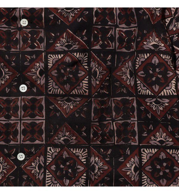 BEAMS PLUS「Open Collar Block Print ④」|シャツ・ブラウス|