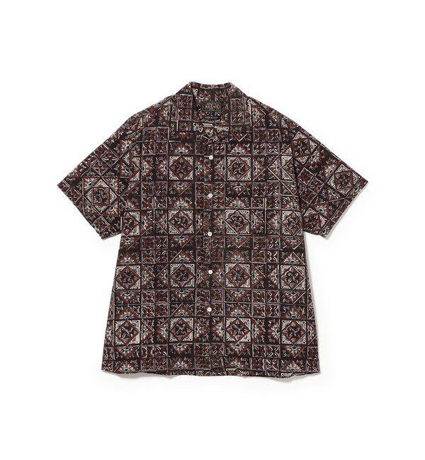 BEAMS PLUS「Open Collar Block Print ④」|シャツ・ブラウス|