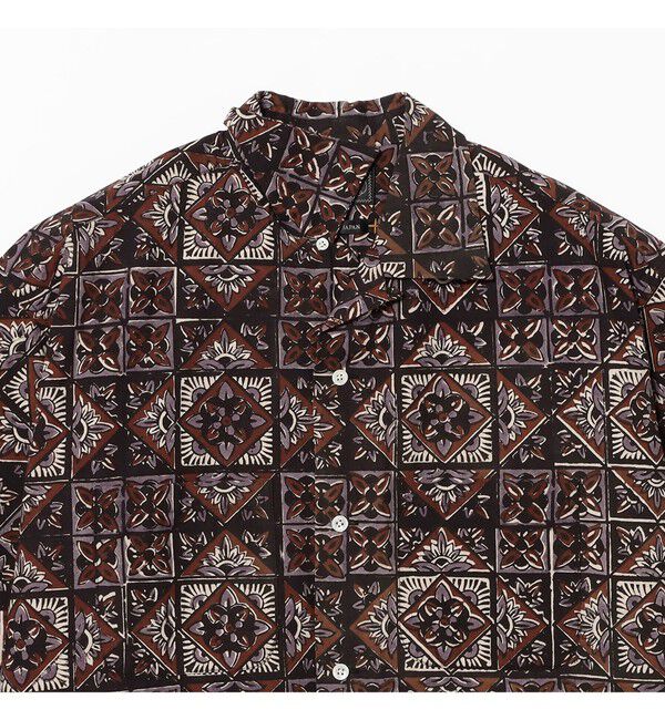 BEAMS PLUS「Open Collar Block Print ④」|シャツ・ブラウス|