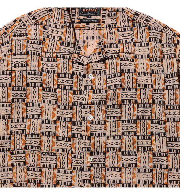 BEAMS PLUS「Open Collar Block Print ③」|シャツ・ブラウス|
