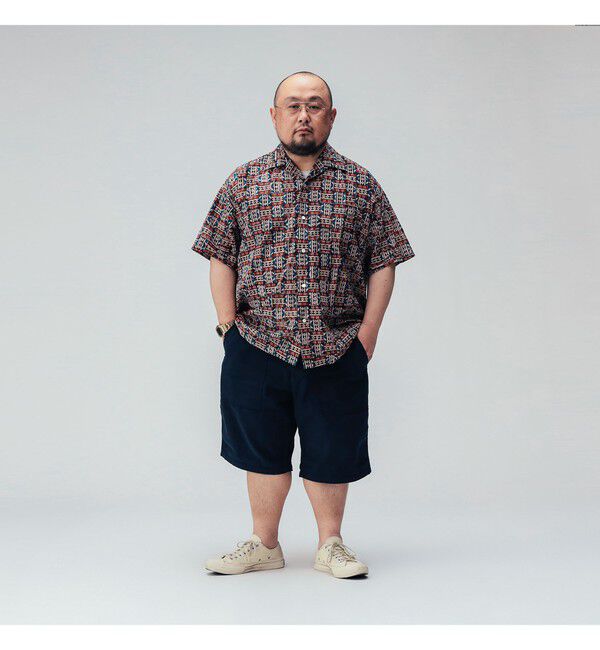 BEAMS PLUS「Open Collar Block Print ③」|シャツ・ブラウス|