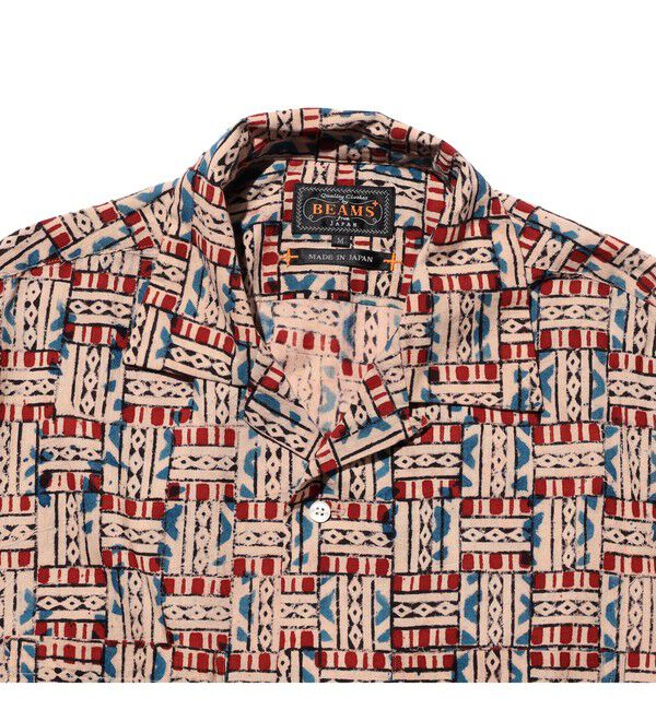 BEAMS PLUS「Open Collar Block Print ③」|シャツ・ブラウス|