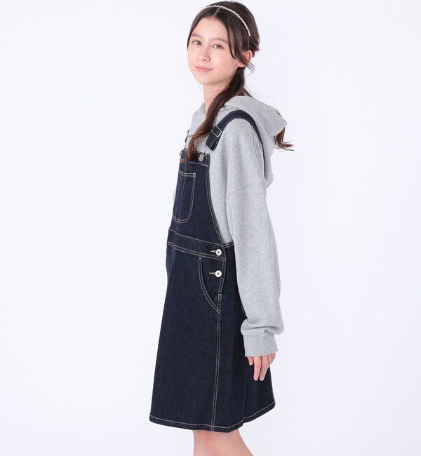 SHIPS KIDS「SHIPS KIDS:140～150cm /デニム オーバーオール スカート」|ジャンパースカート|