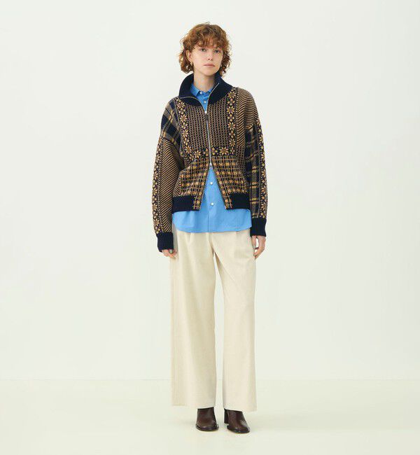 MACPHEE「【WEB先行予約】ウールカシミヤジャカード ジップアップブルゾン」|カーディガン|