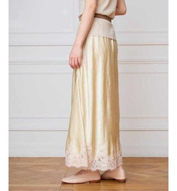 IENA LA BOUCLE「venit ヴェニット SATAIN レーススカート VEC-5642-B」|スカート|