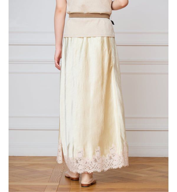 IENA LA BOUCLE「venit ヴェニット SATAIN レーススカート VEC-5642-B」|スカート|