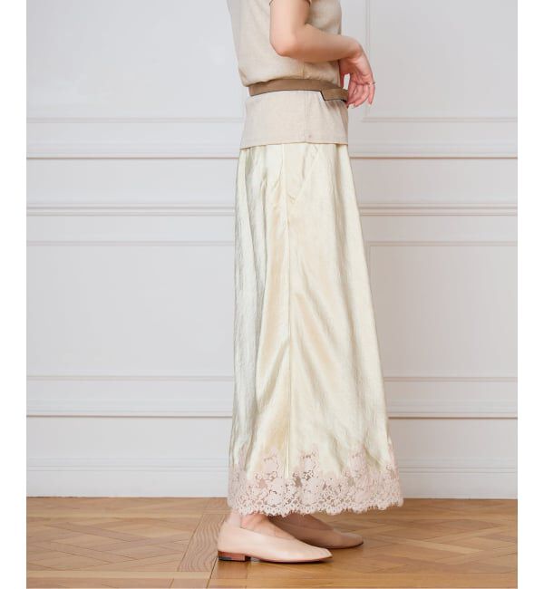 IENA LA BOUCLE「venit ヴェニット SATAIN レーススカート VEC-5642-B」|スカート|