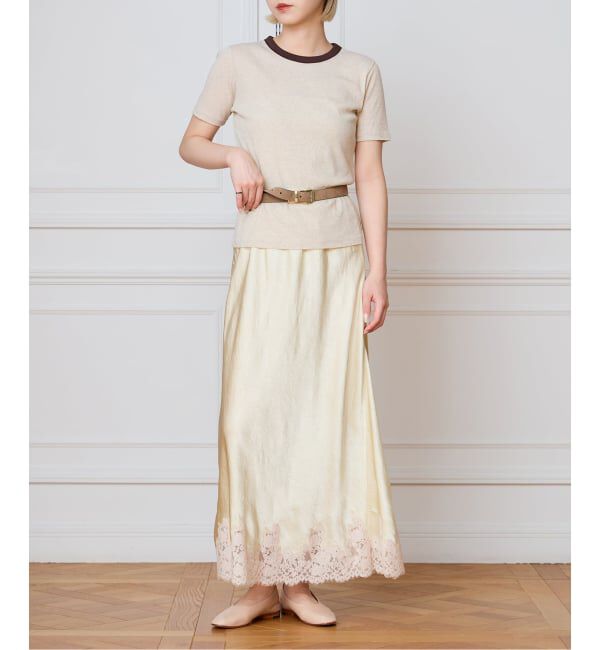 IENA LA BOUCLE「venit ヴェニット SATAIN レーススカート VEC-5642-B」|スカート|