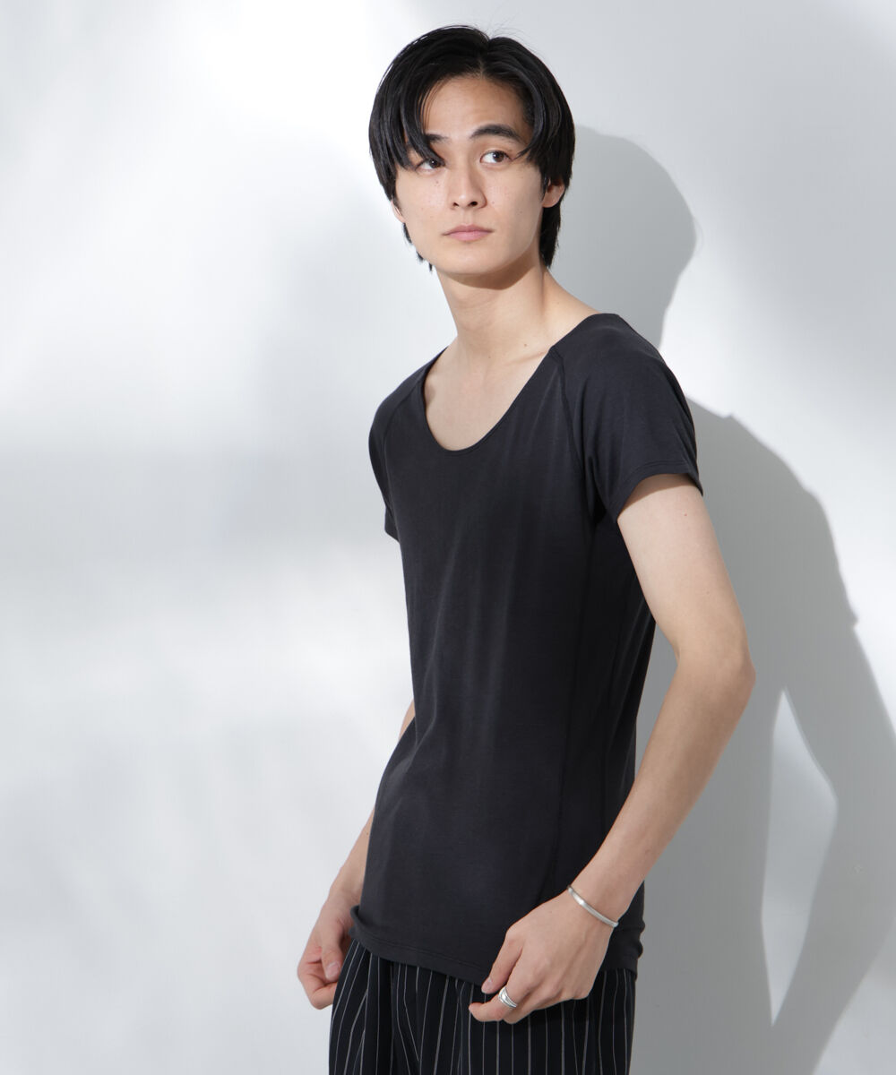 nano･universe「Anti Soaked(R)  Plus インナーTシャツ 半袖」|Tシャツ・カットソー|ブラック