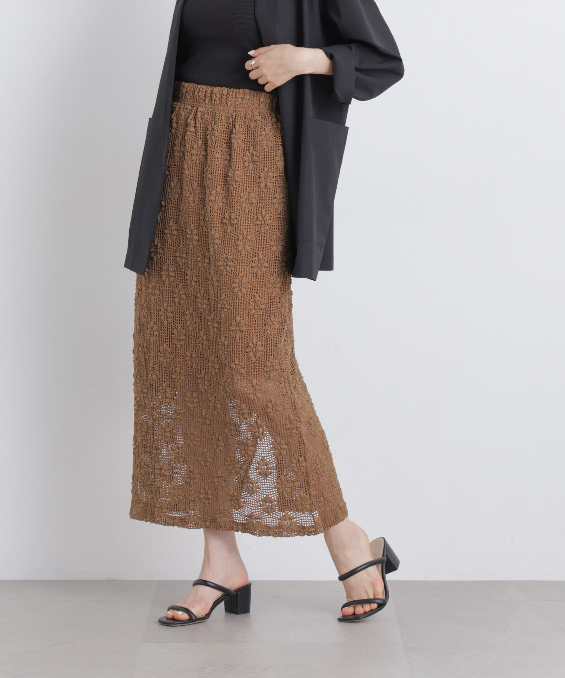 NANO universe「フラワー柄カットレーススカート(セットアップ可)」|スカート|
