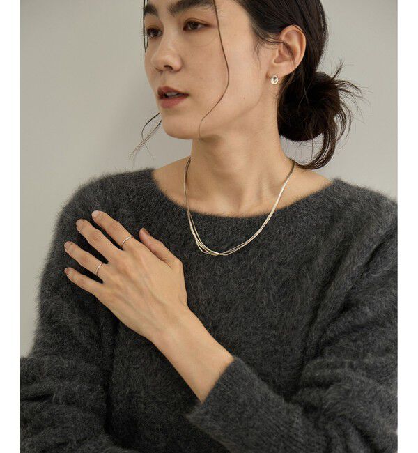 SALON adam et rope'「フォックスカシミアボートネックプルオーバー」|ニット・セーター|チャコール(06)