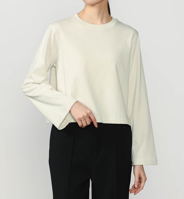 handvaerk「handvaerk | コットン クルーネック フレアスリーブ長袖Tシャツ WOMEN」|Tシャツ・カットソー|WHITE系1