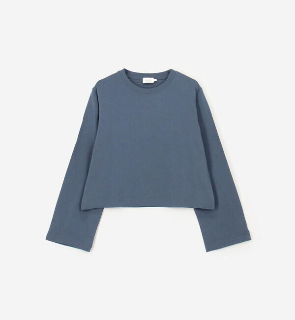handvaerk「handvaerk | コットン クルーネック フレアスリーブ長袖Tシャツ WOMEN」|Tシャツ・カットソー|BLUE系1