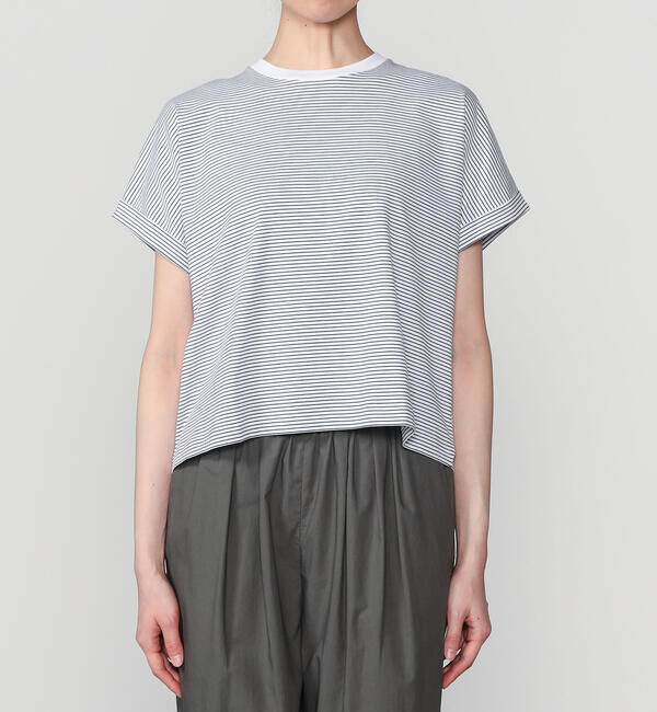 handvaerk「handvaerk | 60/2 クルーネック ワイドTシャツ STRIPE WOMEN」|Tシャツ・カットソー|