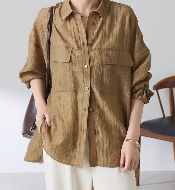  「【ロングシーズン着やすい】シャドーストライプオーバーシャツ」|シャツ・ブラウス|
