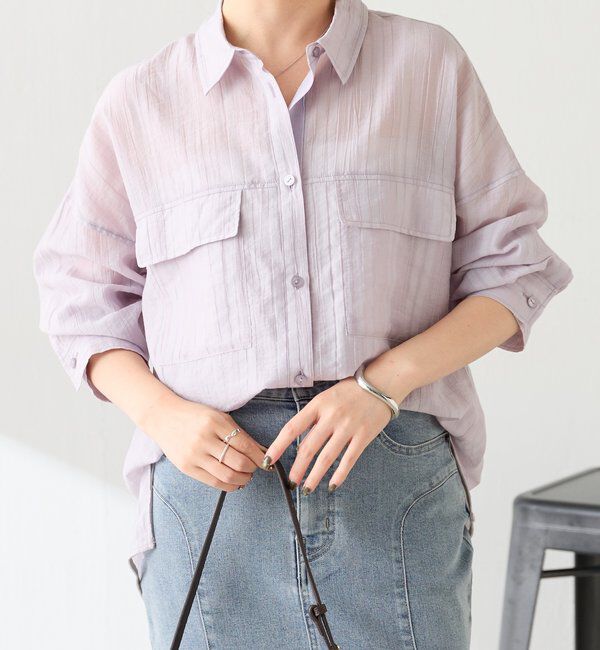  「【ロングシーズン着やすい】シャドーストライプオーバーシャツ」|シャツ・ブラウス|