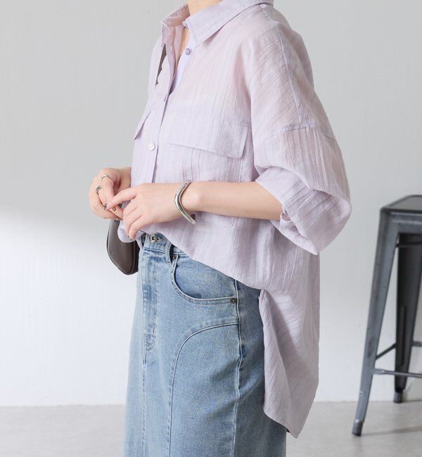  「【ロングシーズン着やすい】シャドーストライプオーバーシャツ」|シャツ・ブラウス|