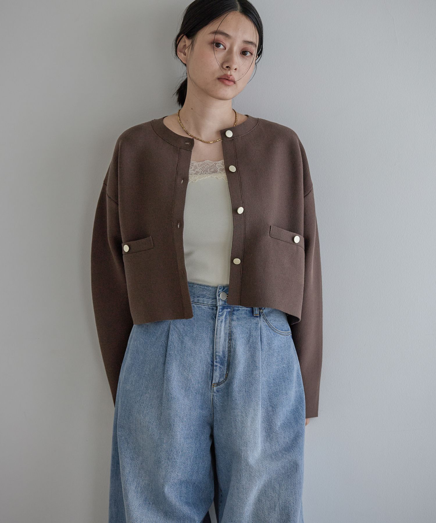 A part by 「【毛玉になりにくい】WEB限定/スポンディッシュキンボタンクルーカーディガン」|ニット・セーター|