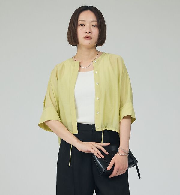 qualite「【シルエット調整可能】フォルムドロストブラウス」|シャツ・ブラウス|ライム