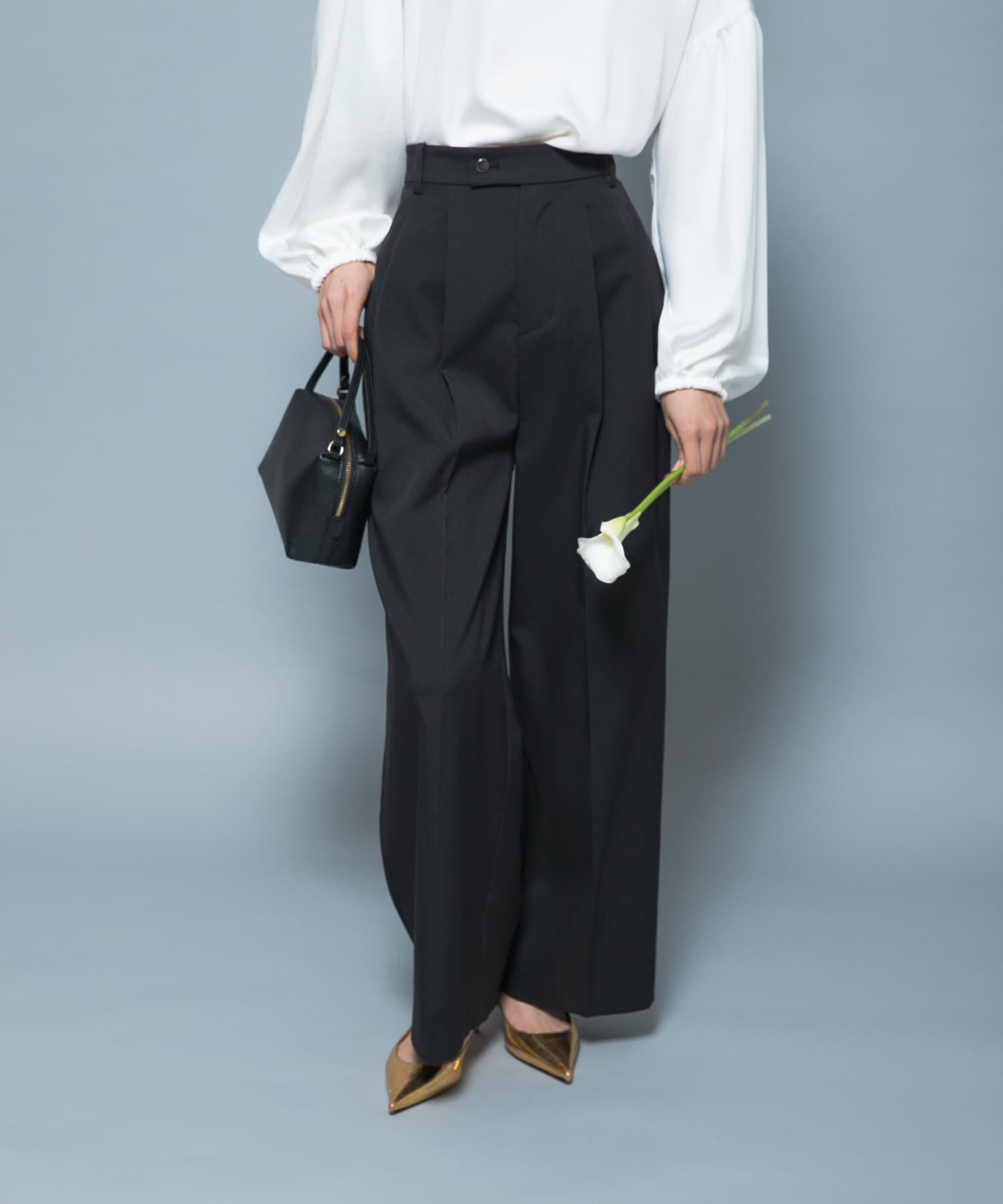 URBAN RESEARCH ROSSO「防シワシャンブレーツイルタックパンツ」|その他|ブラック