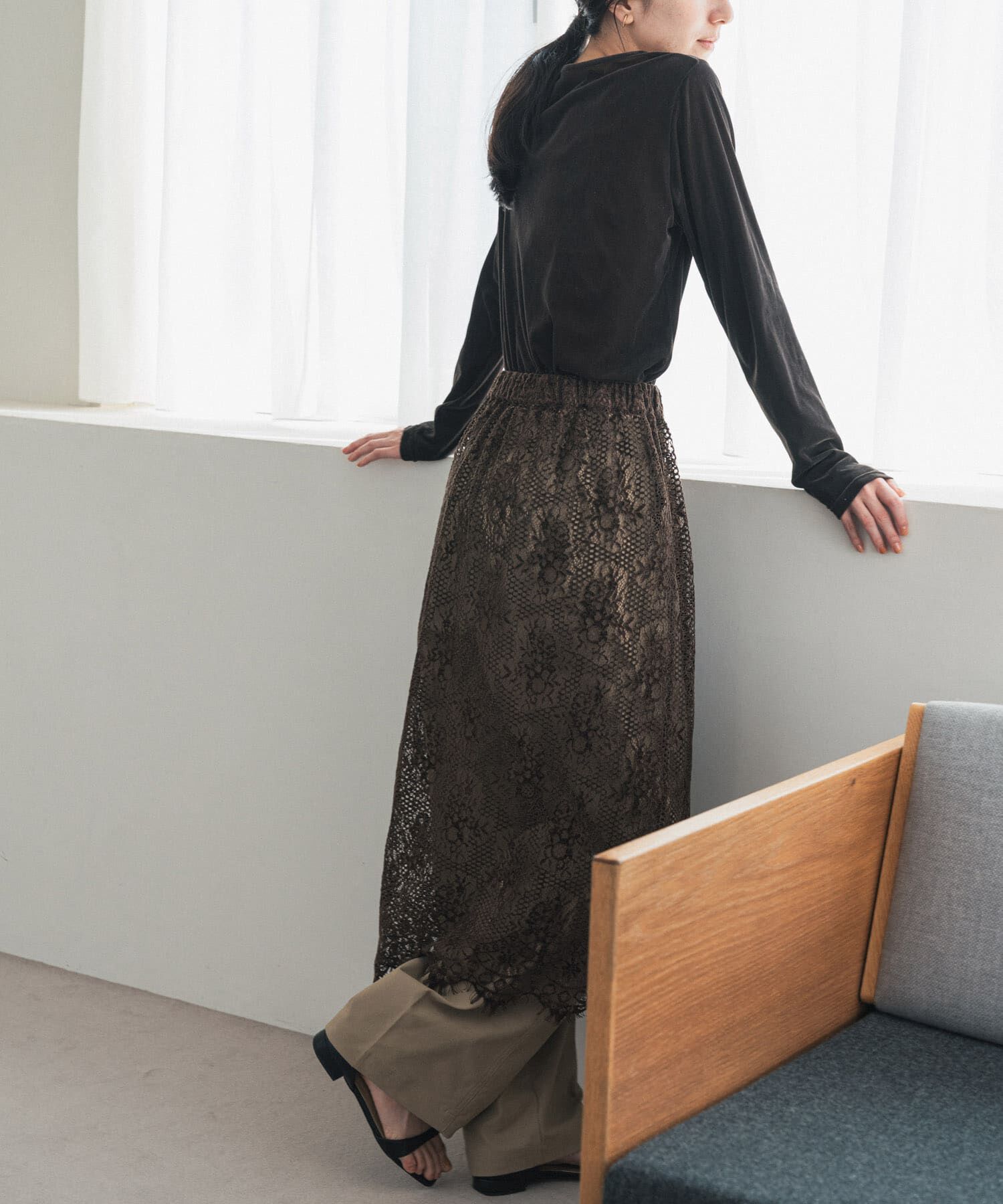 URBAN RESEARCH DOORS「2wayフロッキーレーススカート」|スカート|