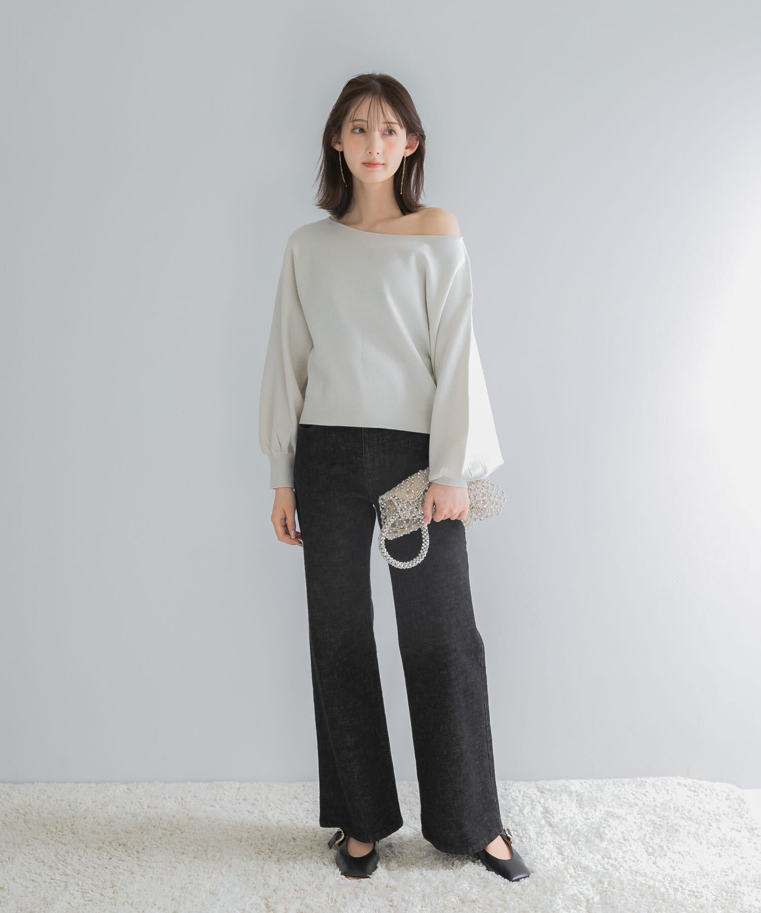 URBAN RESEARCH ROSSO「『一部WEB限定カラー』2WAYオフショルスウェットニット」|ニット・セーター|