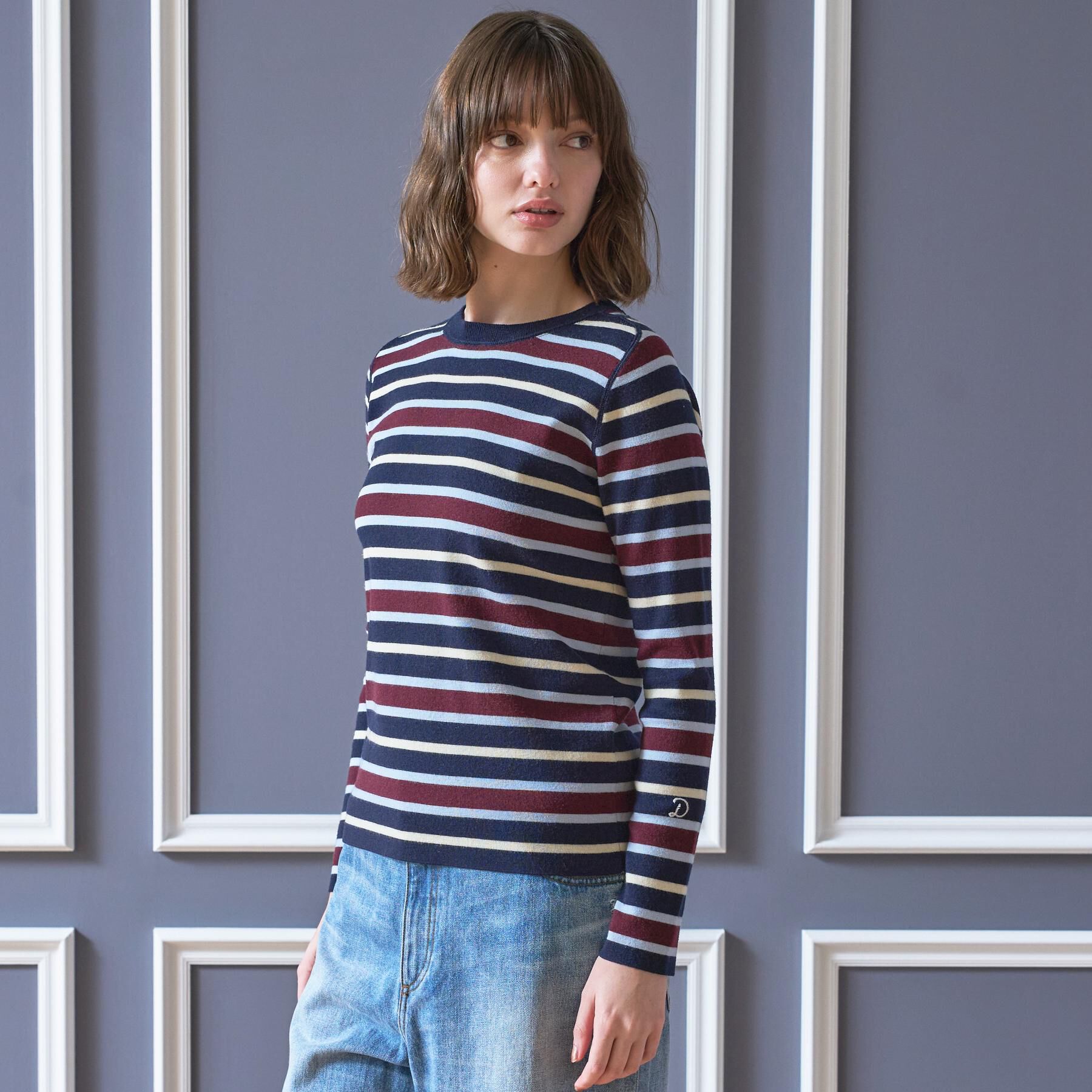 DRESSTERIOR「ストレッチ フルニードルボーダーニット」|ニット・セーター|
