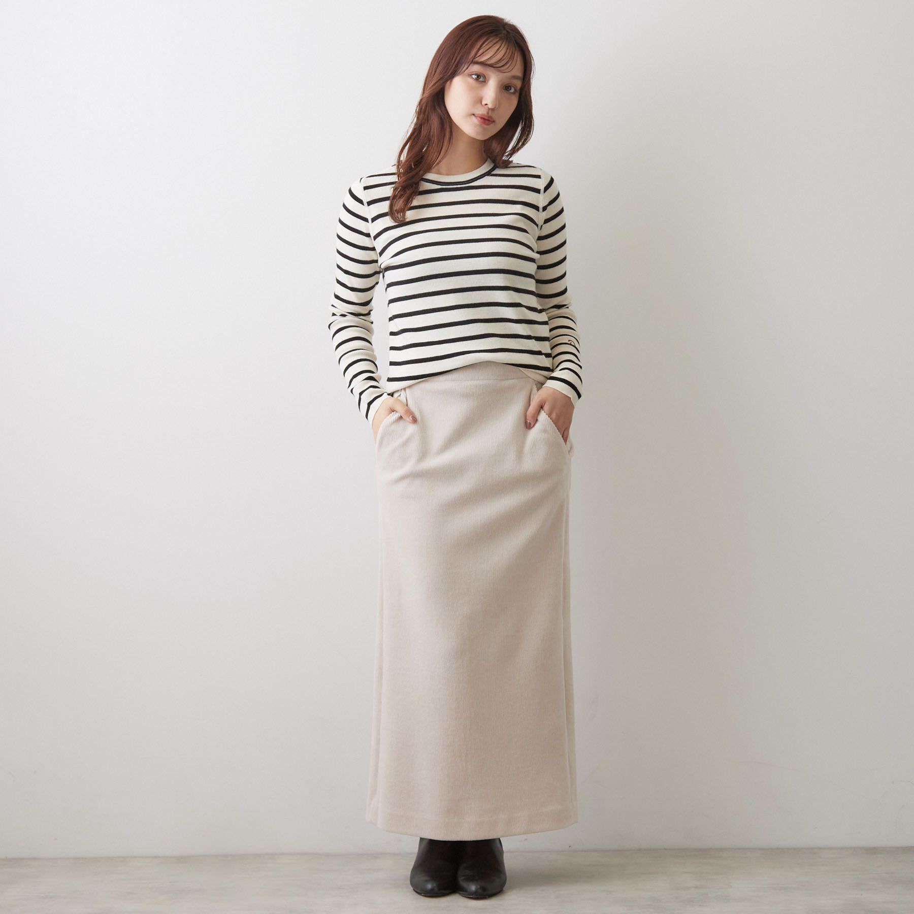 DRESSTERIOR「ストレッチ フルニードルボーダーニット」|ニット・セーター|