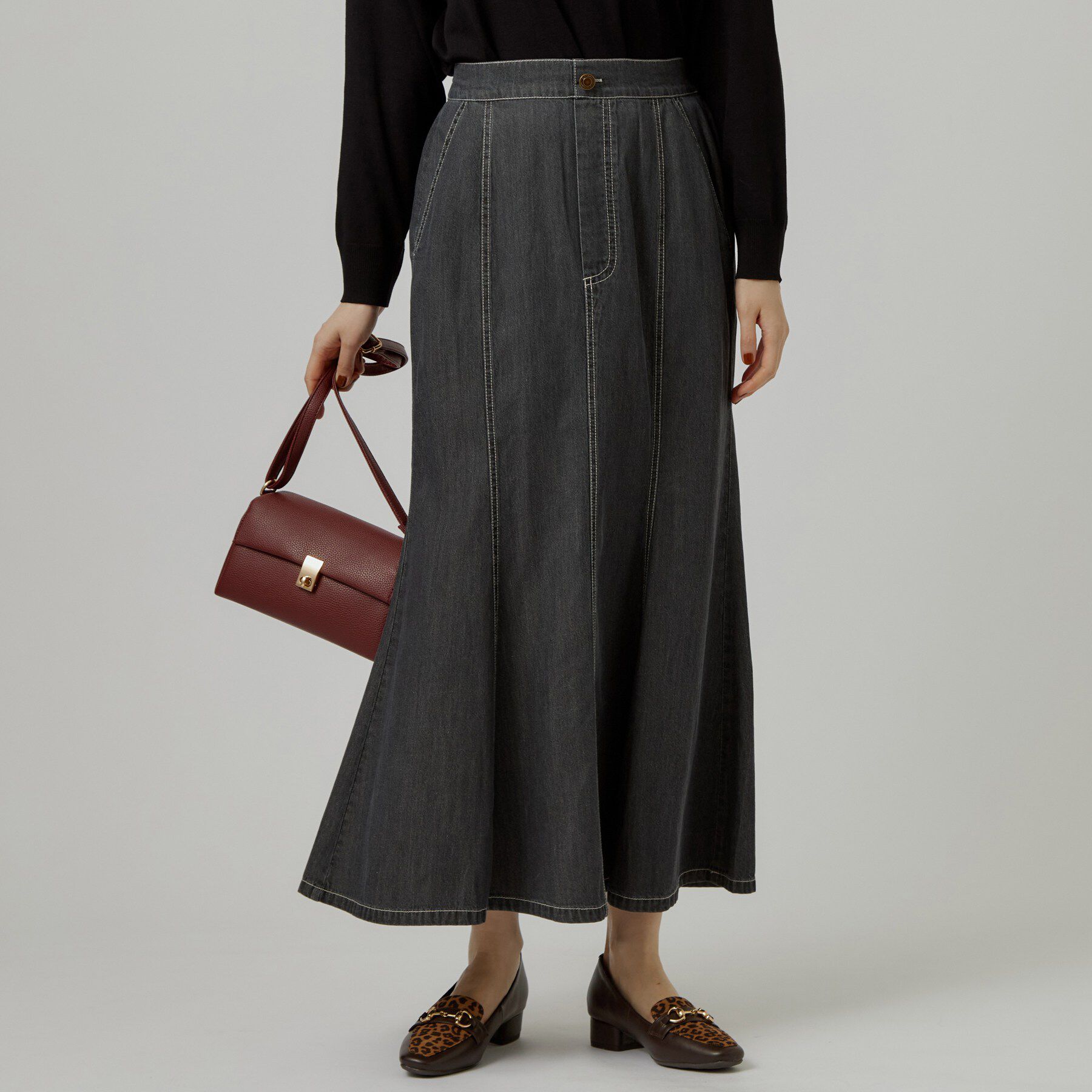 grove「軽やかに揺れる　デニムマーメイドスカート」|スカート|ブラック(019)