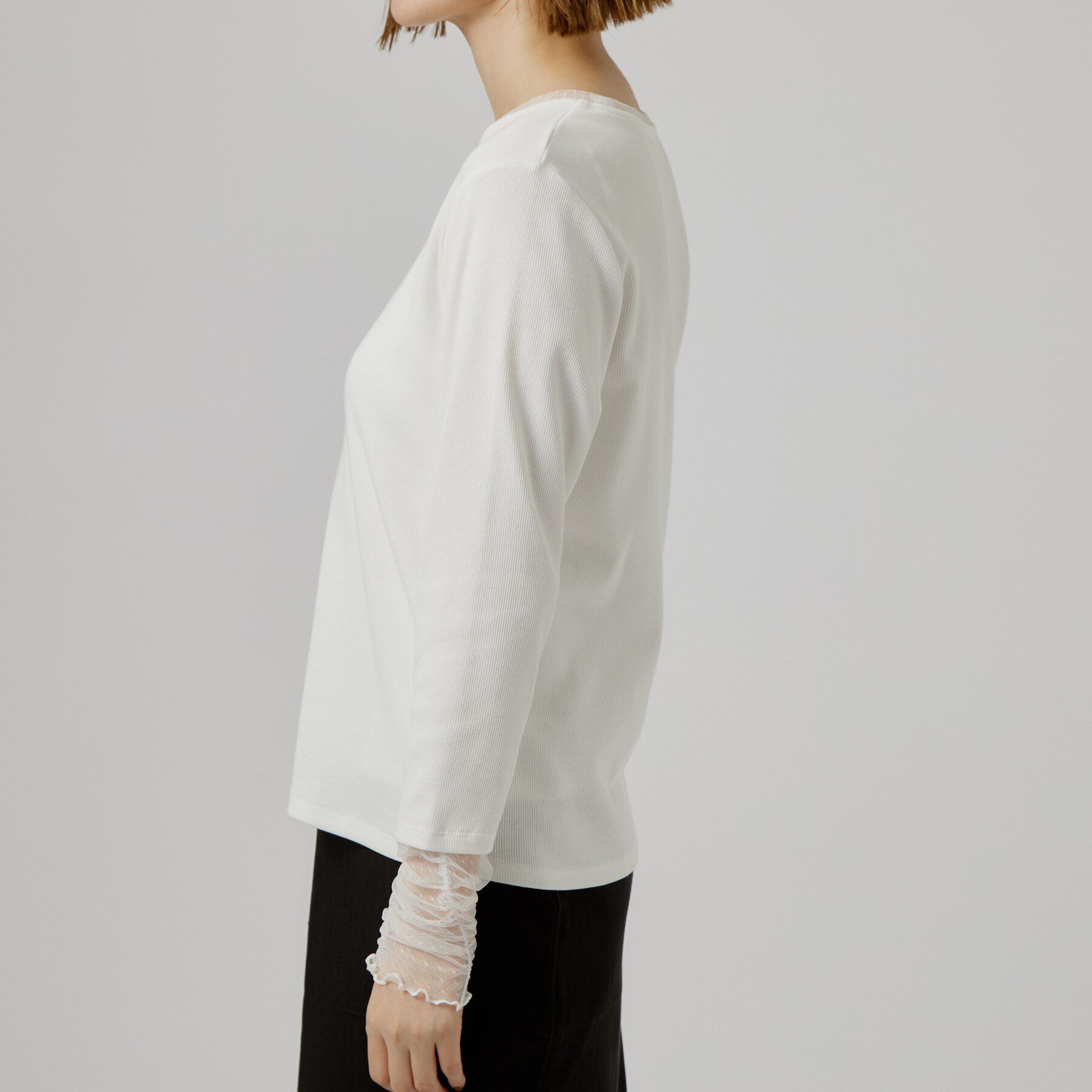 grove「【重ね着にも◎】チュールドッキングテレコカットソー」|Tシャツ・カットソー|