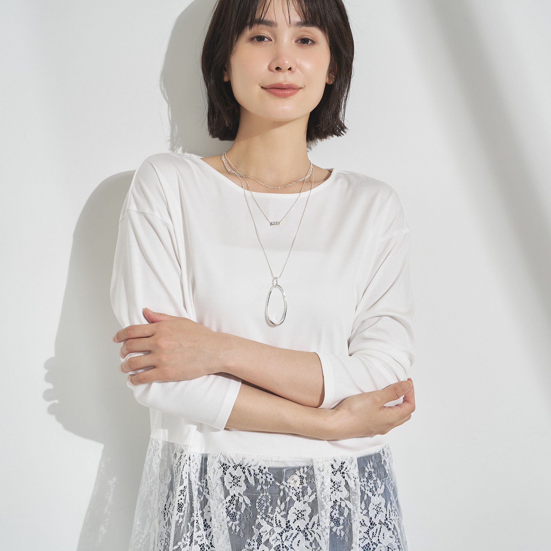 INDIVI「【洗える／レイヤードにおすすめ】裾レーストップス」|Tシャツ・カットソー|