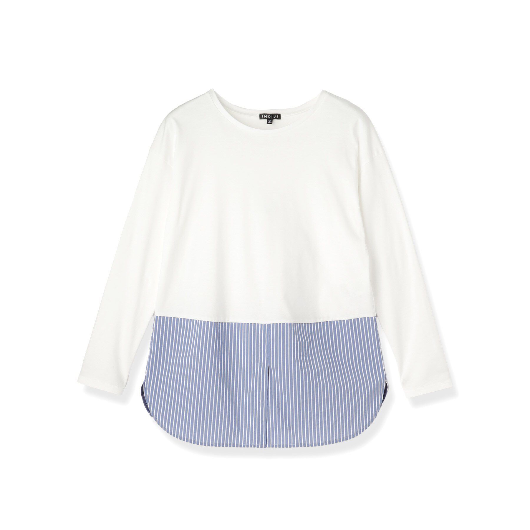 INDIVI「【レイヤードにおすすめ】シャツコンビ ロングTシャツ」|Tシャツ・カットソー|