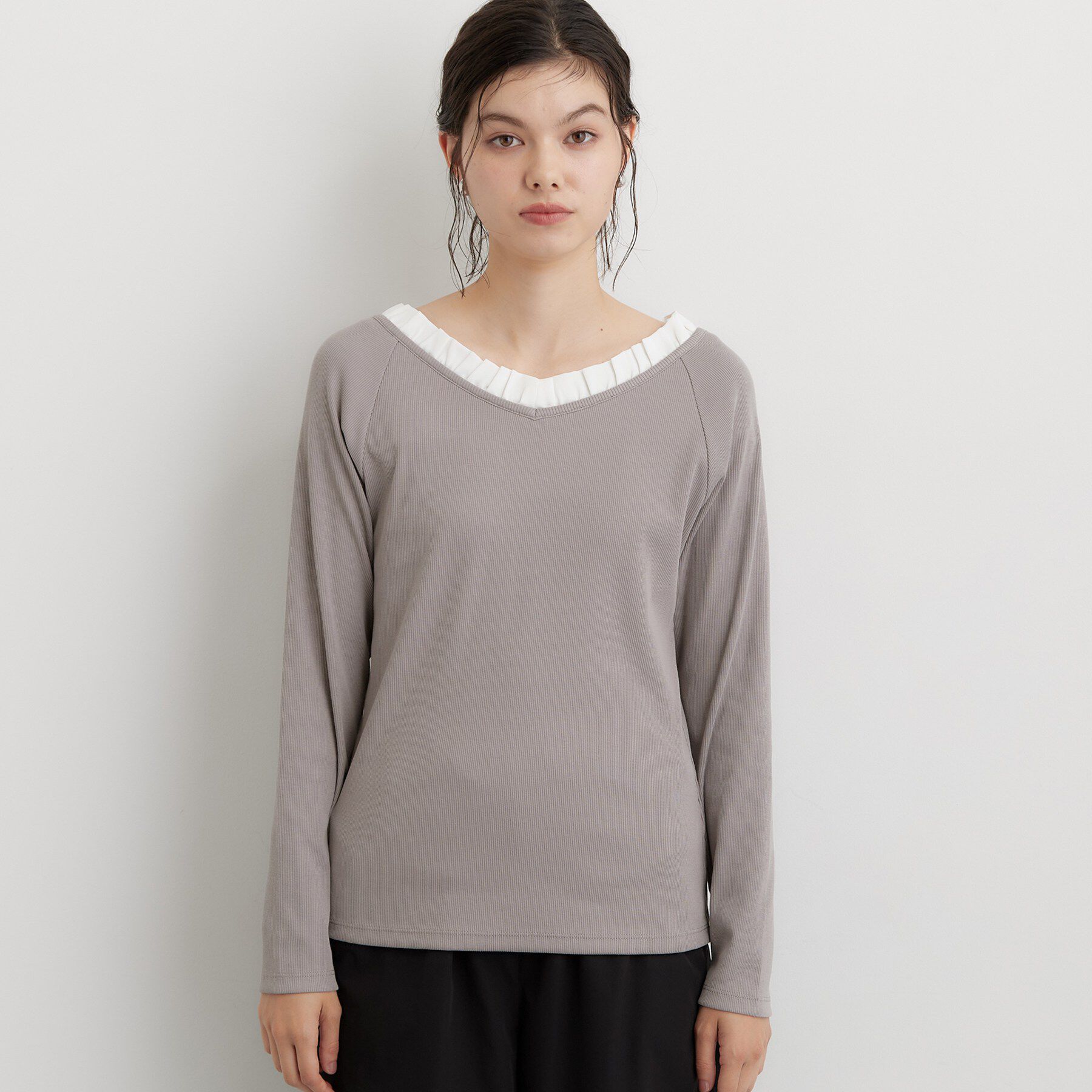 THE SHOP TK「フリル襟 リブカットソー」|Tシャツ・カットソー|