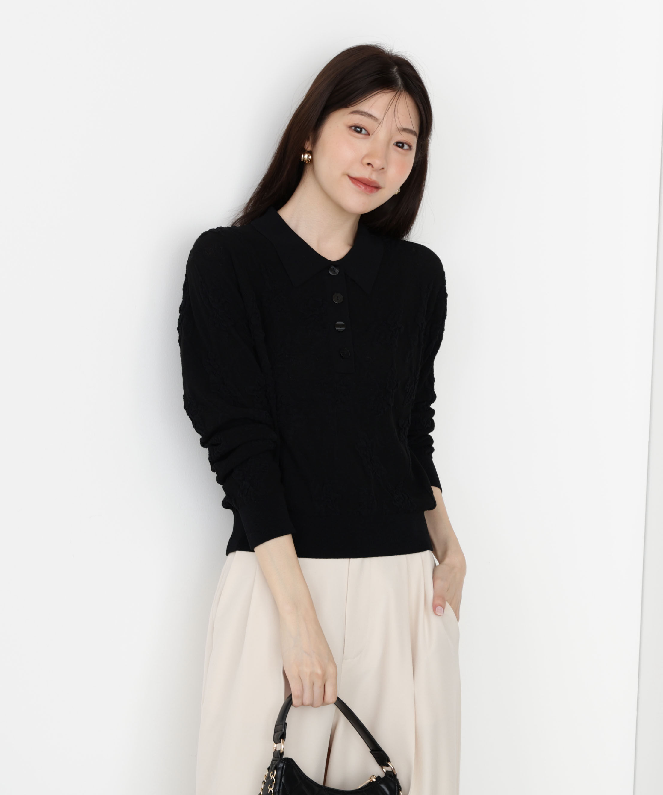 PROPORTION BODY DRESSING「ジャガードレースポロ 25AW」|ニット・セーター|