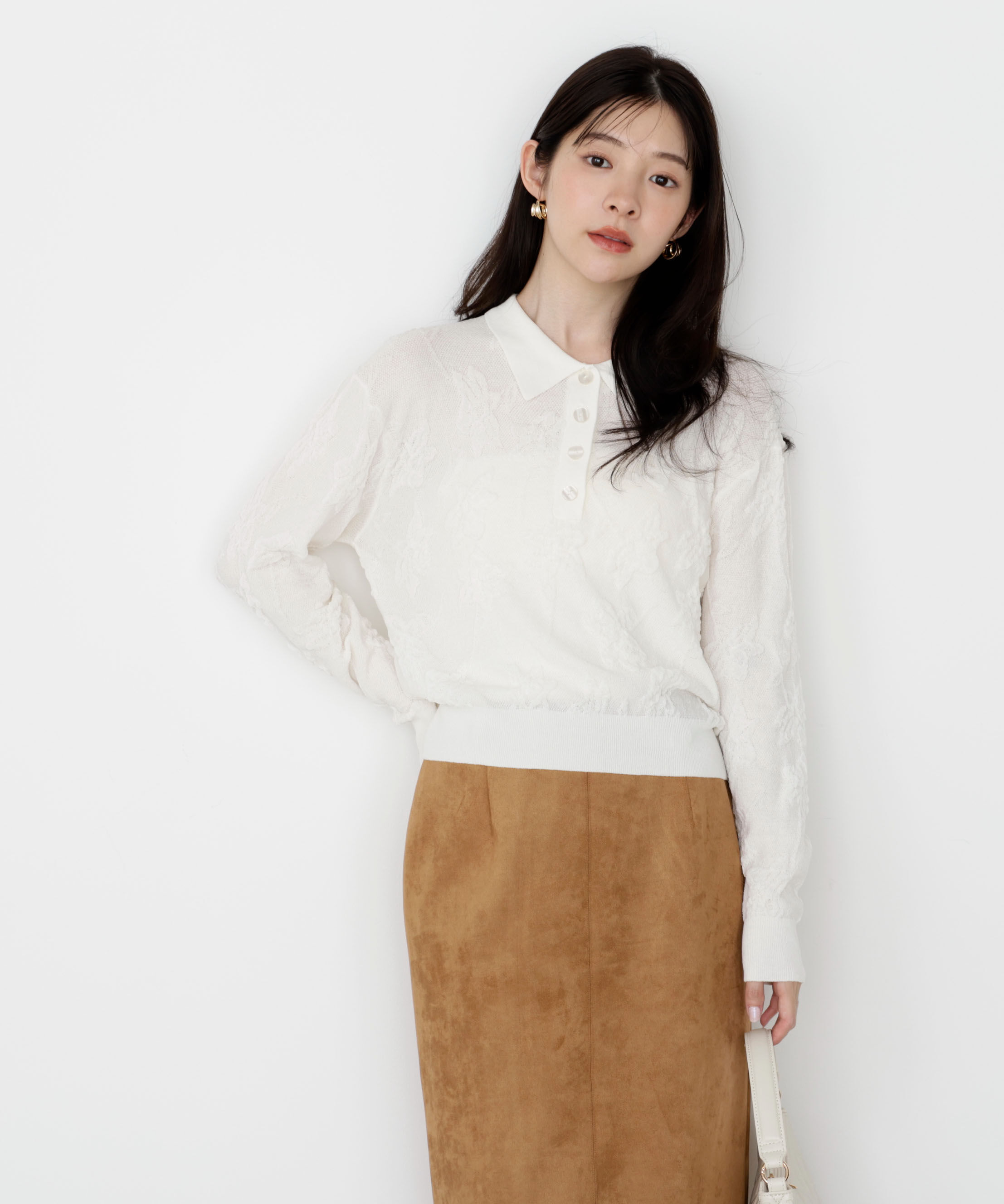 PROPORTION BODY DRESSING「ジャガードレースポロ 25AW」|ニット・セーター|