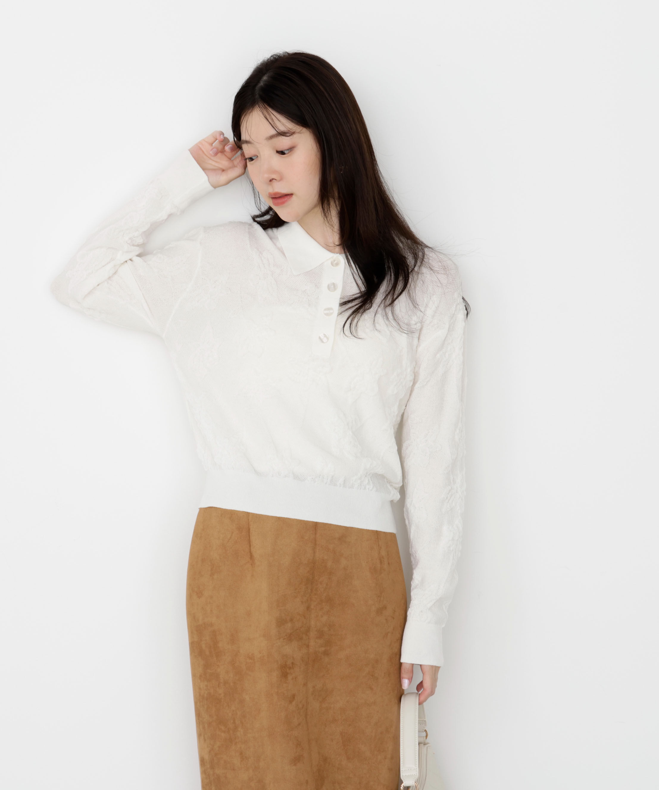 PROPORTION BODY DRESSING「ジャガードレースポロ 25AW」|ニット・セーター|