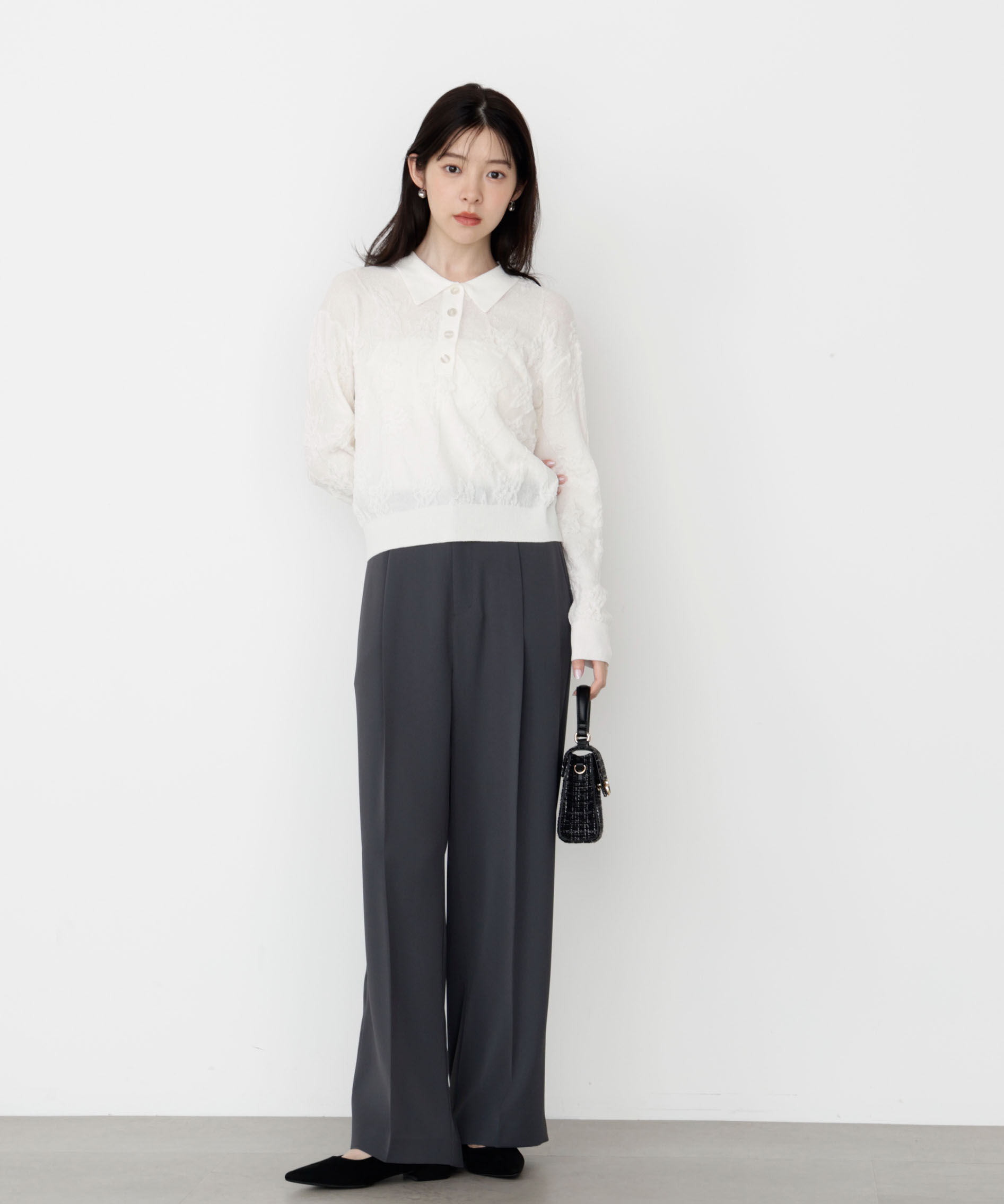 PROPORTION BODY DRESSING「ジャガードレースポロ 25AW」|ニット・セーター|