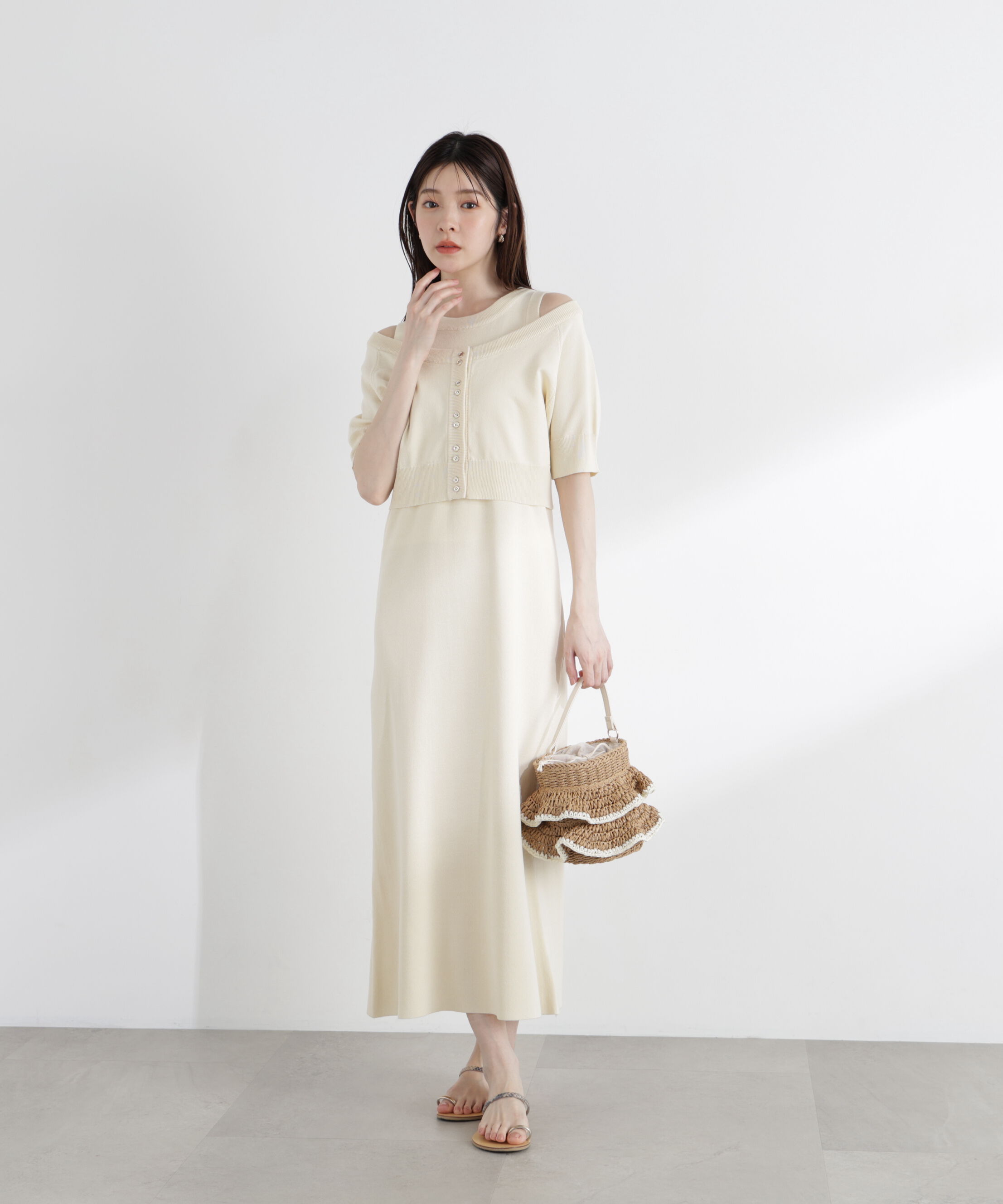 PROPORTION BODY DRESSING「＜中川紅葉さん着用＞ショートカーデレイヤードワンピース」|ワンピース|