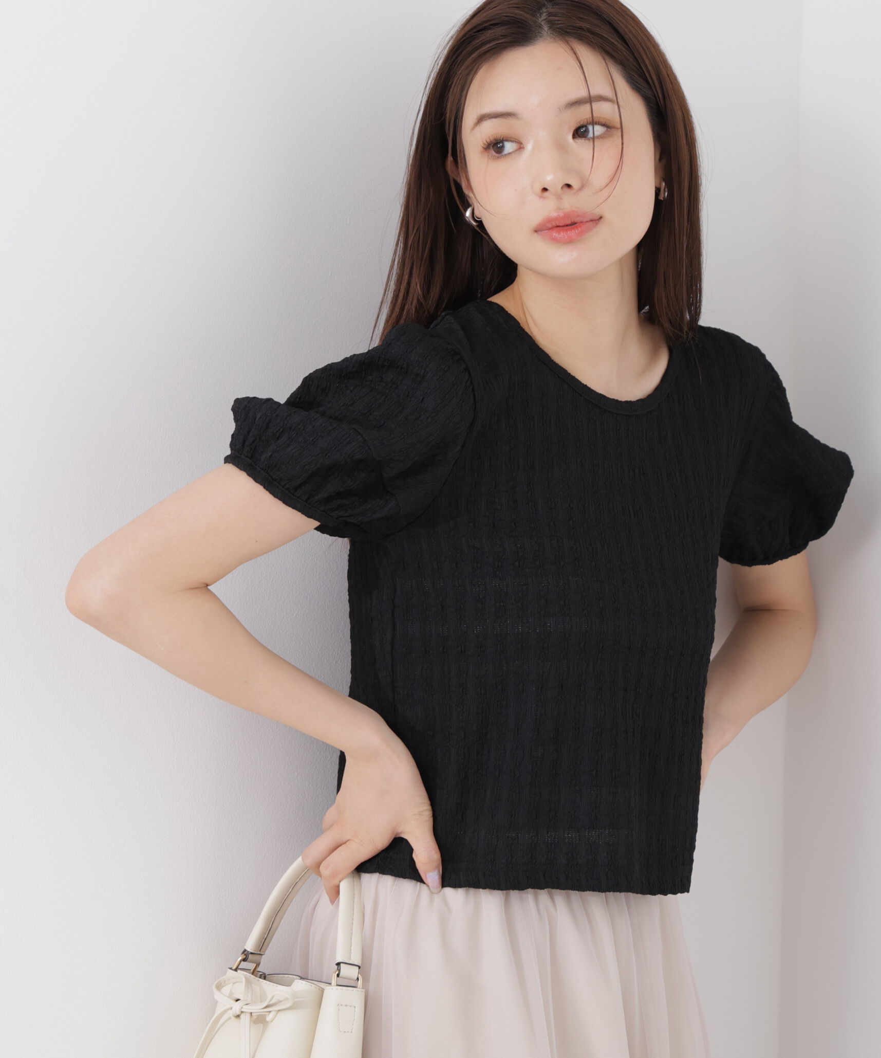 PROPORTION BODY DRESSING「バックオープンパフスリーブトップス26SS」|Tシャツ・カットソー|ブラック